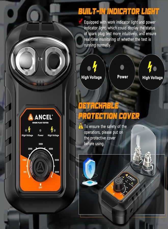 أنسيل (مُحسّن SP02) جهاز اختبار شمعات الإشعال ANCEL SP21، أداة اختبار شمعات الإشعال ذات الفتحتين، جهاز اختبار إشعال محرك السيارة والدراجة النارية من 0 إلى 6000 دورة في الدقيقة، مقبس اختبار شرارة بتصميم مقاوم للخطأ - Image 4