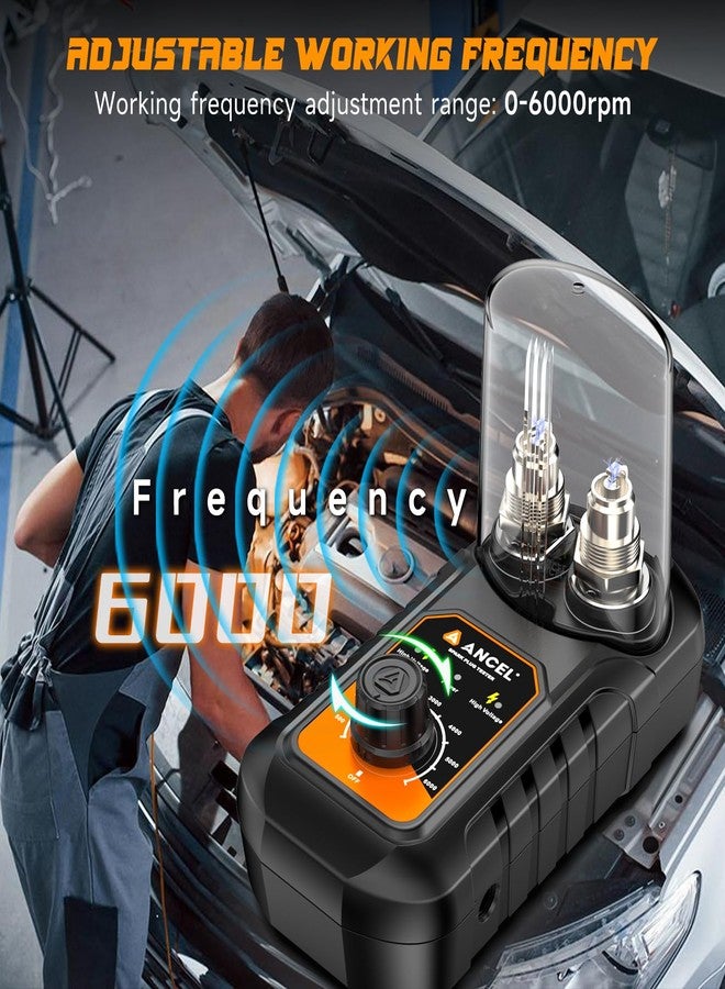 أنسيل (مُحسّن SP02) جهاز اختبار شمعات الإشعال ANCEL SP21، أداة اختبار شمعات الإشعال ذات الفتحتين، جهاز اختبار إشعال محرك السيارة والدراجة النارية من 0 إلى 6000 دورة في الدقيقة، مقبس اختبار شرارة بتصميم مقاوم للخطأ - Image 3