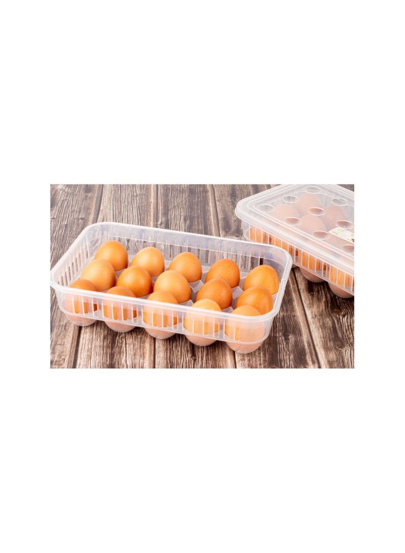 هوبي طقم حافظة بيض (2 قطعة ) تسع 15بيضة للحافظة الواحدة شفاف مع غطاء محكم القفل وفتحات تهوية - Image 3