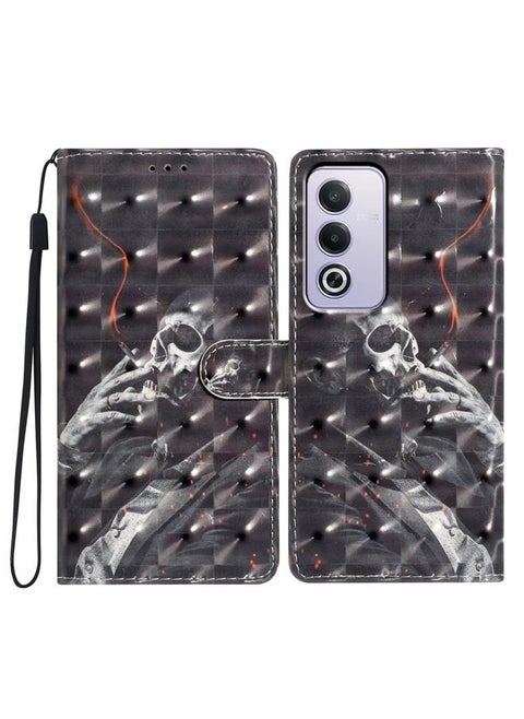For OPPO A3 Pro 3D Pattern Leather Phone Case(Skull)