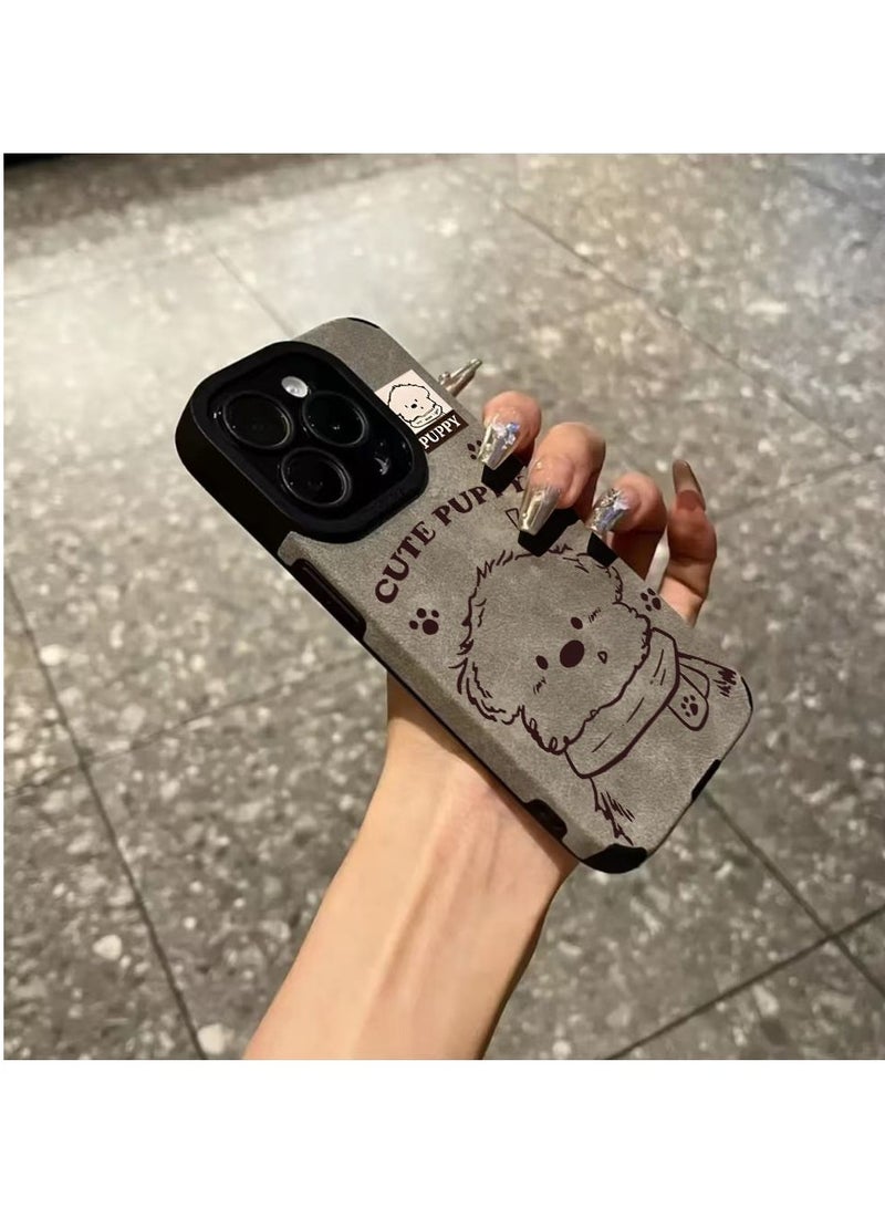 NIBEMINENT Scarf Puppy Protective TPU Case Cover For IPhone 16, Gray