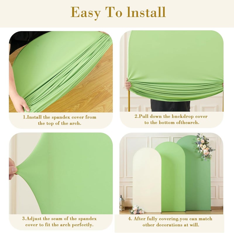 Suppromo Green Arch Backdrop Cover Set of 3-4ft, 5ft, 6ft Arch Covers Stretchy Backdrop Spandex Arch Stand Covers for Birthday Party Baby Shower Wedding Bridal Shower Banquet Photo Background Decorations - Image 5