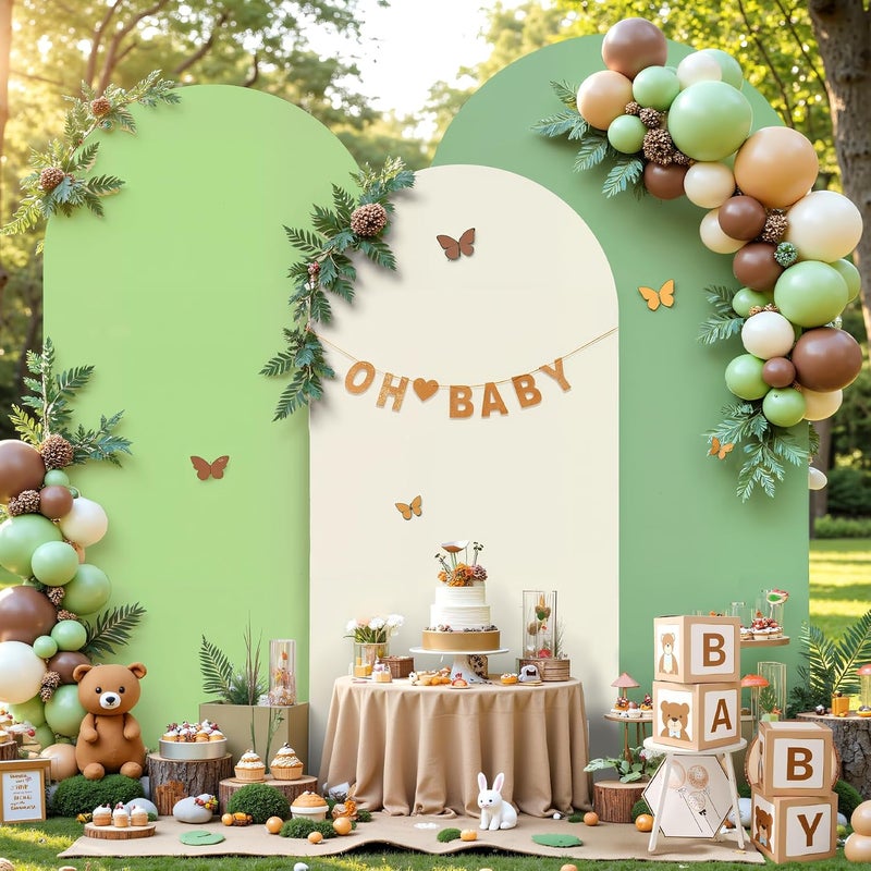 Suppromo Green Arch Backdrop Cover Set of 3-4ft, 5ft, 6ft Arch Covers Stretchy Backdrop Spandex Arch Stand Covers for Birthday Party Baby Shower Wedding Bridal Shower Banquet Photo Background Decorations - Image 2