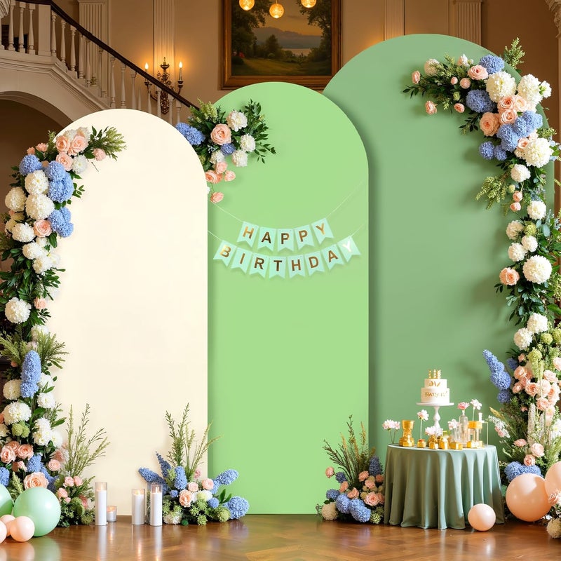Suppromo Green Arch Backdrop Cover Set of 3-4ft, 5ft, 6ft Arch Covers Stretchy Backdrop Spandex Arch Stand Covers for Birthday Party Baby Shower Wedding Bridal Shower Banquet Photo Background Decorations - Image 1