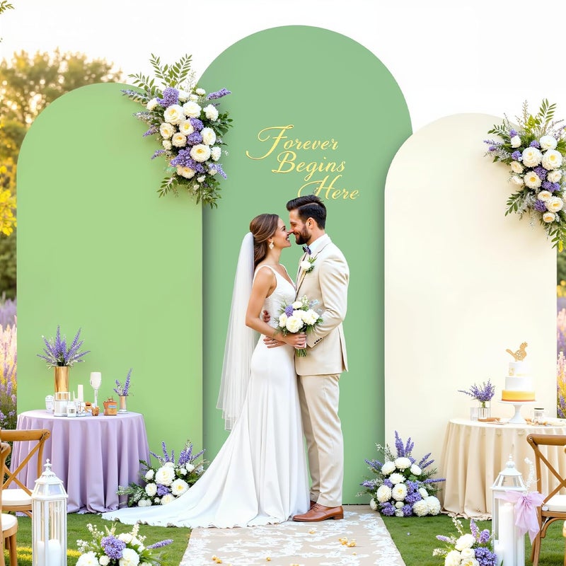 Suppromo Green Arch Backdrop Cover Set of 3-4ft, 5ft, 6ft Arch Covers Stretchy Backdrop Spandex Arch Stand Covers for Birthday Party Baby Shower Wedding Bridal Shower Banquet Photo Background Decorations - Image 3