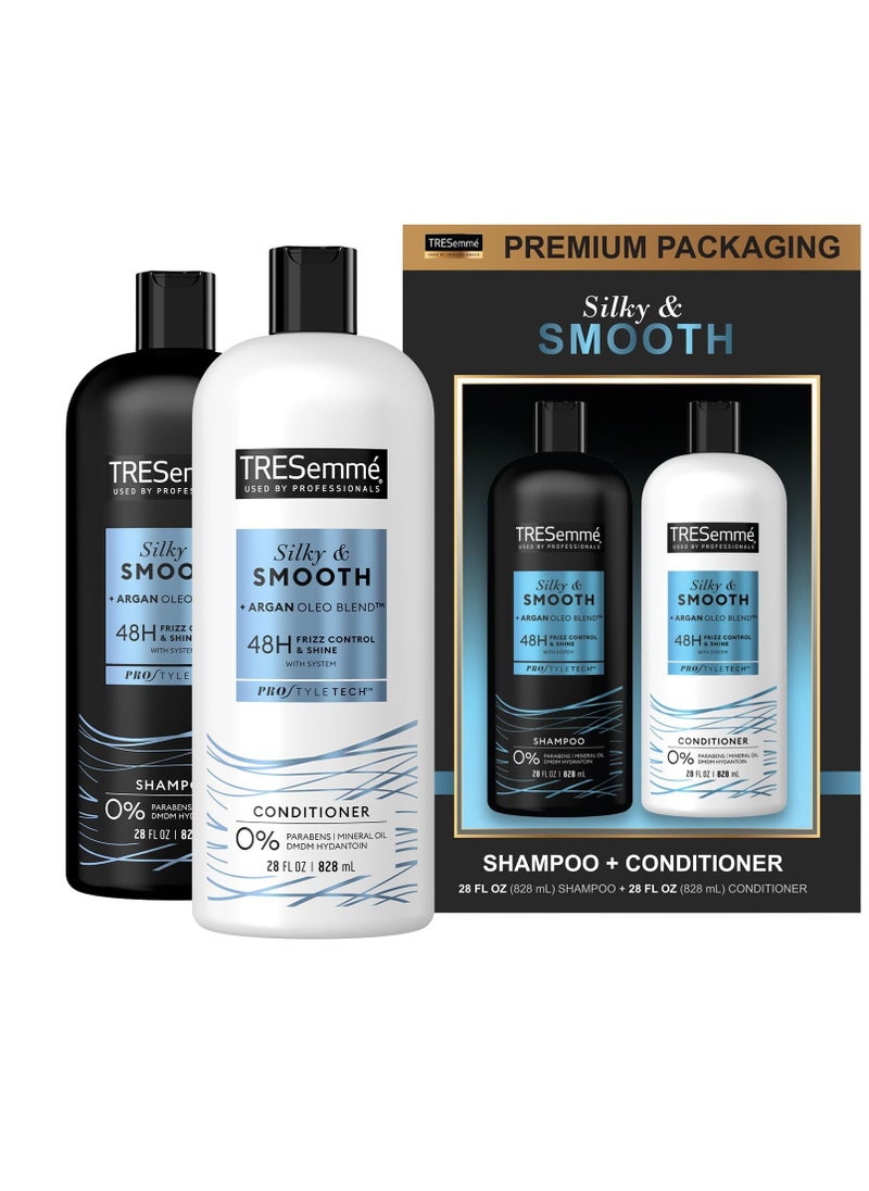 TRESemmé TRESemmé Shampoo and Conditioner Set, Silky & Smooth + Keratin Repair Hair Mask – Anti-Frizz Hair Products with Argan Oleo Blend (3 Piece Set)  - Image 2