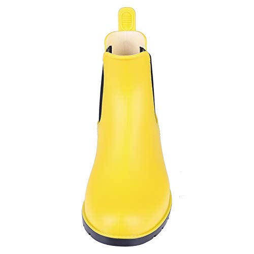 Asgard Women's Ankle Rain Boots Waterproof Chelsea Boots, Yellow 38 (Size 7.5) - Image 3