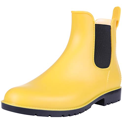 Asgard Women's Ankle Rain Boots Waterproof Chelsea Boots, Yellow 38 (Size 7.5) - Image 1