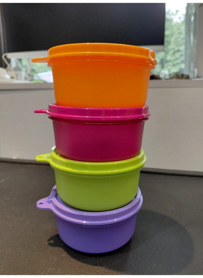 Tupperware Original Spill Proof Air Tight Tropical Round Stax Storage Lunch food Container bowl/Box/Jar 230ml set of 2 pc - Multicolor - Image 4