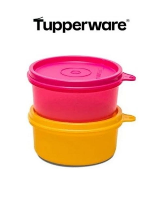 Tupperware Original Spill Proof Air Tight Tropical Round Stax Storage Lunch food Container bowl/Box/Jar 230ml set of 2 pc - Multicolor - Image 2