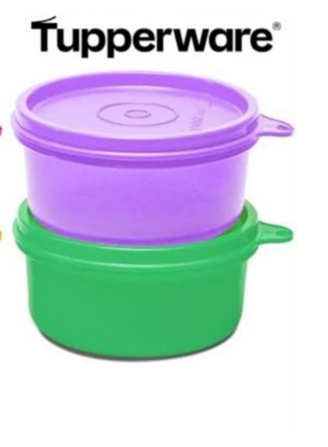 Tupperware Original Spill Proof Air Tight Tropical Round Stax Storage Lunch food Container bowl/Box/Jar 230ml set of 2 pc - Multicolor - Image 2