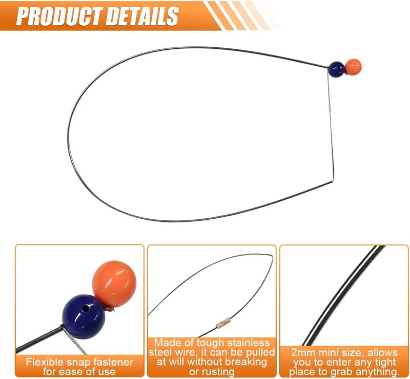 LHDOS 73cm/28.7" Heavy Duty Button Master for Car Emergency Tool, Stainless Steel Pulling Wire Tool Car Grabber Tool, Long Reach Grabber Tool - Image 3