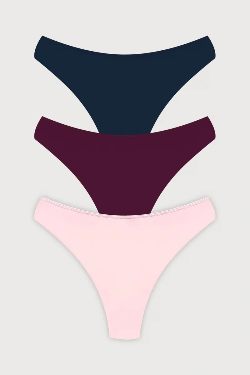 COTTONHILL Basic Laser Cut Lace Detailed Brazilian 3-Piece Panties - 2
