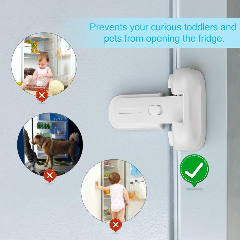CLYMENE Refrigerator Fridge Freezer Door Lock for Kids, Child Proof Refrigerator Latch Lock to Keep Door Closed, No Tools Required and Easy Installation (White) - Image 5