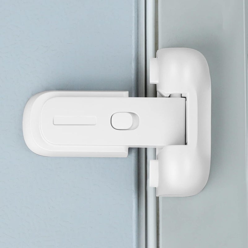 CLYMENE Refrigerator Fridge Freezer Door Lock for Kids, Child Proof Refrigerator Latch Lock to Keep Door Closed, No Tools Required and Easy Installation (White) - Image 1