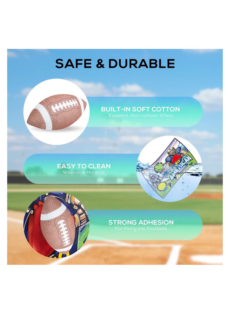 Football Toss Target Games Football Throwing Target Toy with Velcro Goal Soft Footballs Fun Indoor Outdoor Backyard Party Throwing Game Sports Gifts Toys for Boys Girls and Family Fun Play