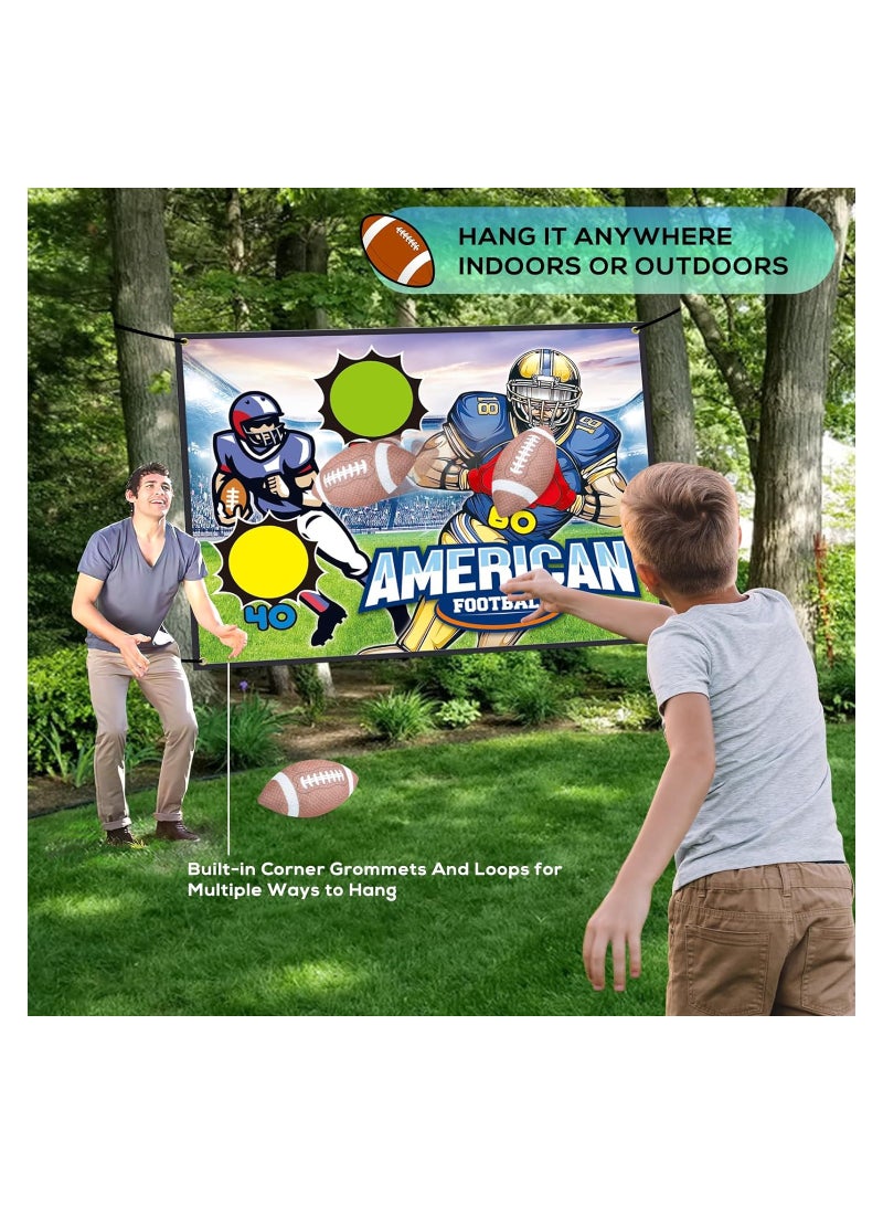 Football Toss Target Games Football Throwing Target Toy with Velcro Goal Soft Footballs Fun Indoor Outdoor Backyard Party Throwing Game Sports Gifts Toys for Boys Girls and Family Fun Play