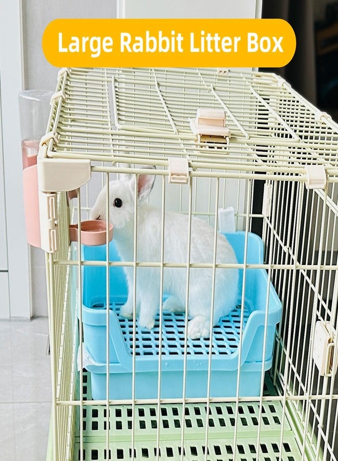 RMNHPTK Large Rabbit Litter Box Rabbit Toilet Rabbit Potty Training Corner Huge Bunny Litter Pan with Plastic Grid Deep Dump Tray for Adult Small Animal (Blue) - Image 4