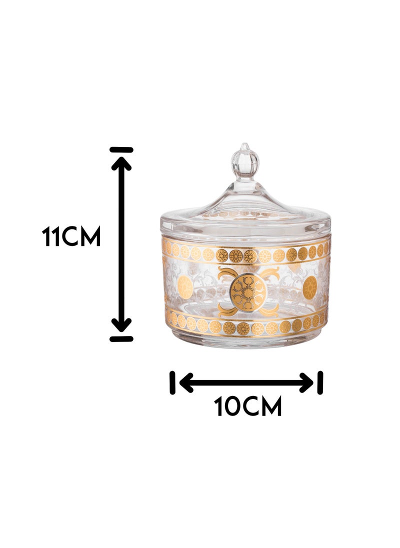 Glass Sugar Bowl With Silver And Golden Decor - pzsku/Z932C3D9101CF17F831A2Z/45/_/1738068482/a9452f4a-dcfa-4946-a3da-5b83cfdb8a21