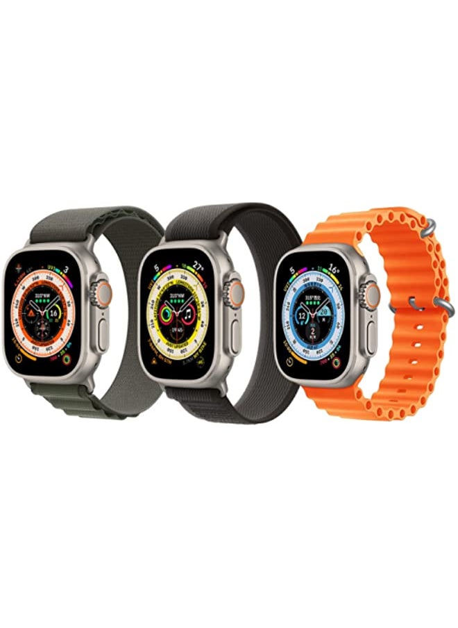 IAF - Nylon G-hook Loop Buckle Watch Strap, Trail Loop Strap And Silicone Ocean Band Strap Set Of 3, Dark Green/ Black/ Gray/ Orange - Image 1