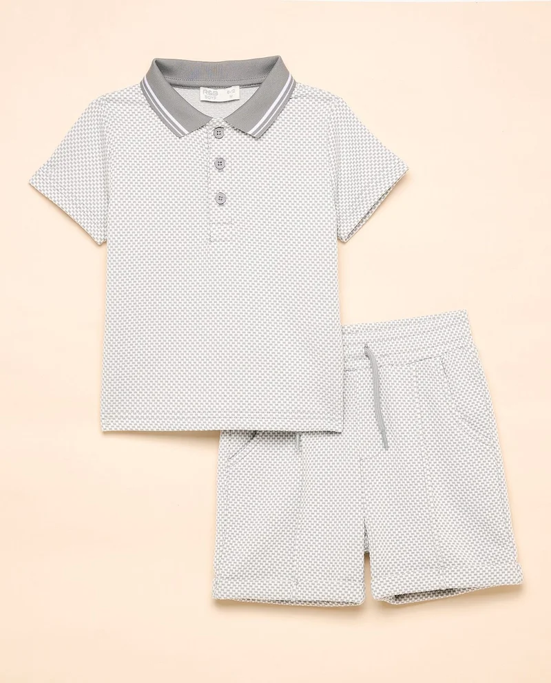 R&B Solid Polo T-Shirt and Shorts Set