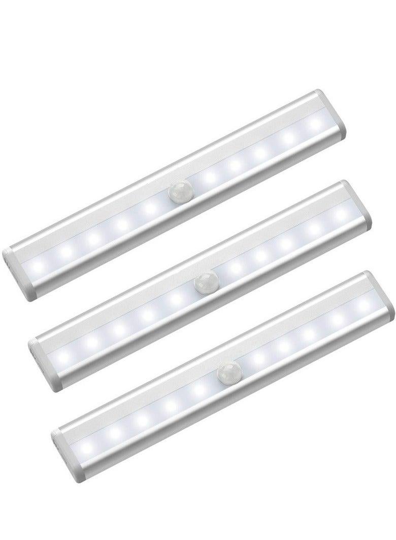 Closet pantry staircase hallway motion sensor LED light bar with adaptive brightness auto shut-off and energy-saving 10-LED design powered by 2 AA batteries - Image 1