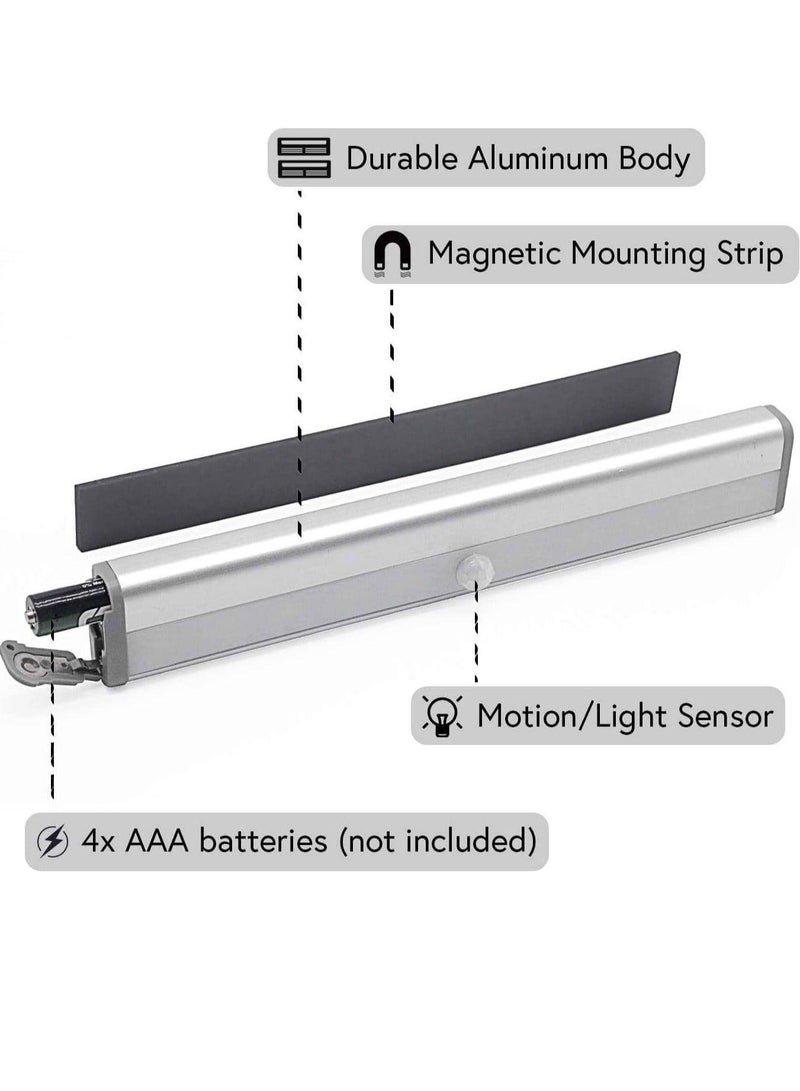 Closet pantry staircase hallway motion sensor LED light bar with adaptive brightness auto shut-off and energy-saving 10-LED design powered by 2 AA batteries - Image 4