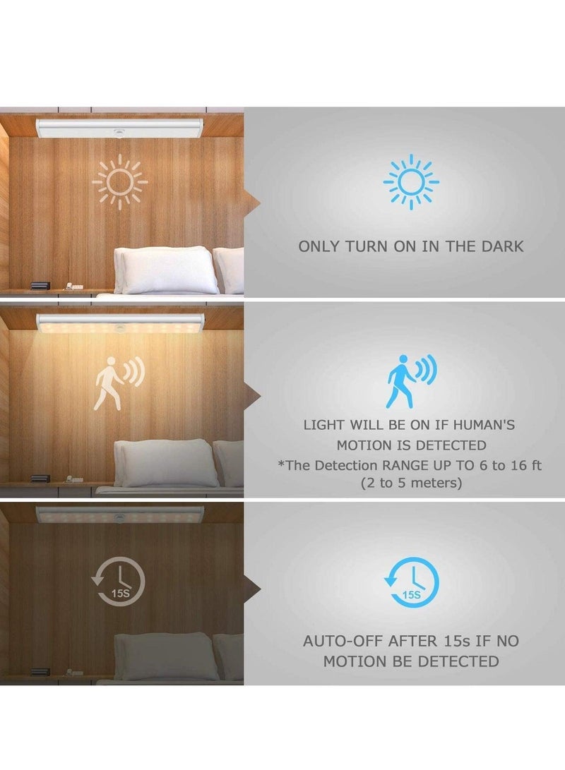 Closet pantry staircase hallway motion sensor LED light bar with adaptive brightness auto shut-off and energy-saving 10-LED design powered by 2 AA batteries - Image 2
