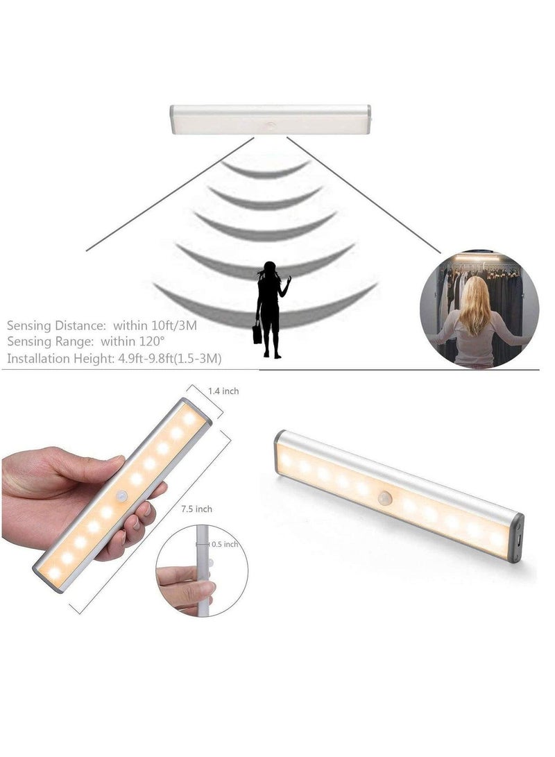 Closet pantry staircase hallway motion sensor LED light bar with adaptive brightness auto shut-off and energy-saving 10-LED design powered by 2 AA batteries - Image 3