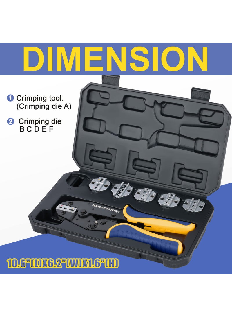 haisstronica haisstronica 6PCS Crimping Tool Set - Ratchet Wire Crimping Tool for Heat Shrink,Insulated Nylon,Non-Insulated,Ferrule Wire End,Open Barrel Terminals,Solar Connectors  - Image 3