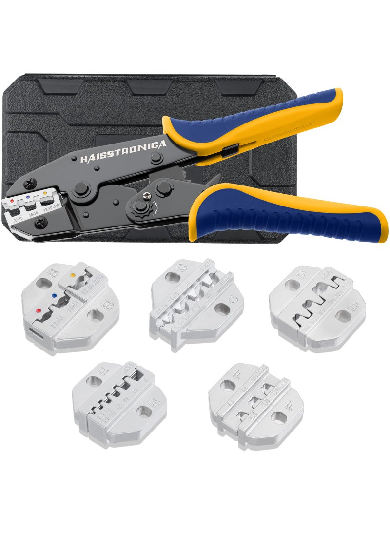 haisstronica haisstronica 6PCS Crimping Tool Set - Ratchet Wire Crimping Tool for Heat Shrink,Insulated Nylon,Non-Insulated,Ferrule Wire End,Open Barrel Terminals,Solar Connectors  - Image 1