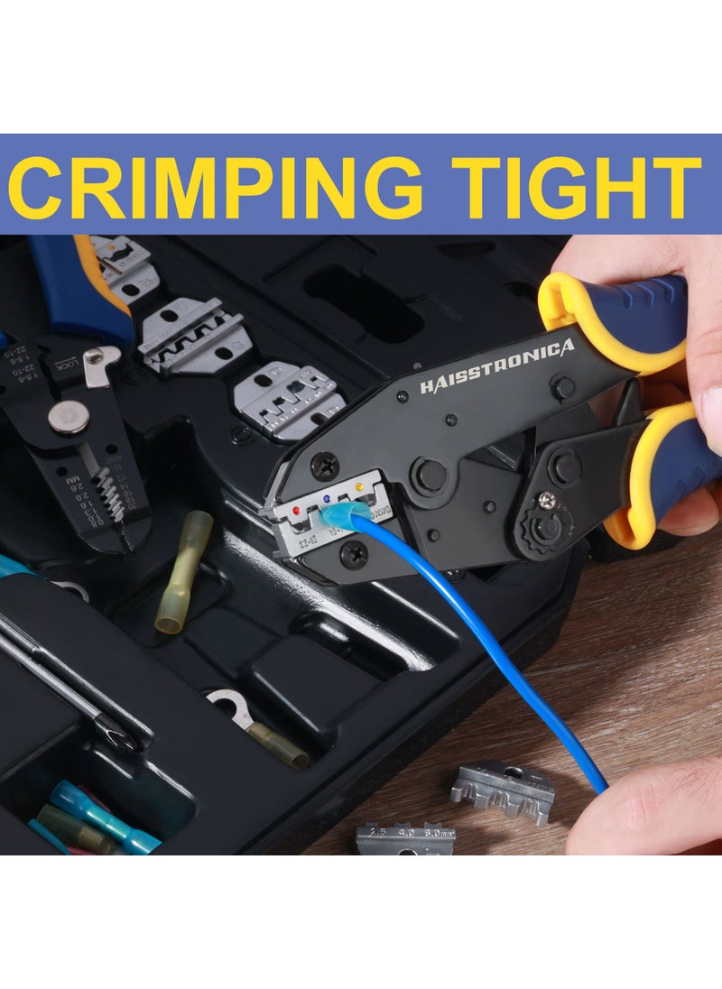 haisstronica haisstronica 6PCS Crimping Tool Set - Ratchet Wire Crimping Tool for Heat Shrink,Insulated Nylon,Non-Insulated,Ferrule Wire End,Open Barrel Terminals,Solar Connectors  - Image 4
