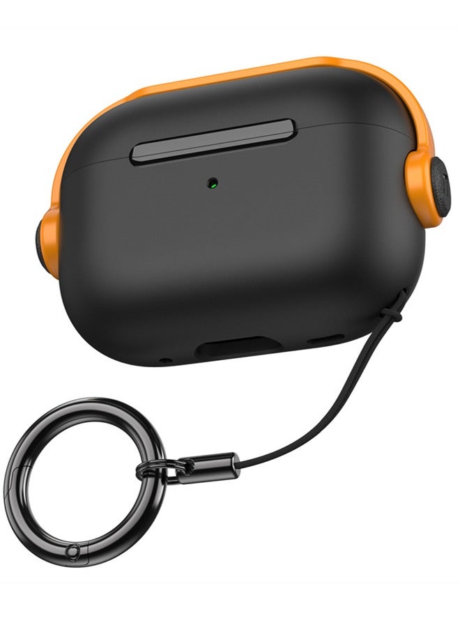 Airpods 3 Case, Airpods 3rd Generation Case with Lock, Airpods 3 Generation Protective Case, Soft TPU Shockproof Cover with Keychain for Apple Airpods 3 2021 (Black/Yellow) - Image 1