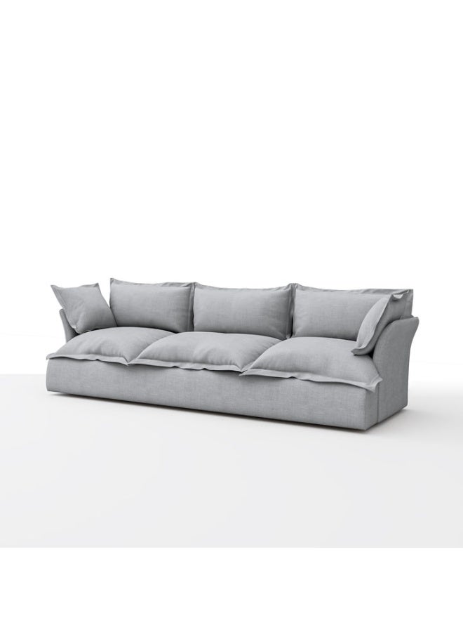 ariika Haven 3 Seater Sofa 295 x 100 H:80 cm - Silver, 100% Polyester Linen Texture Soft Feel, Latex & down alternative filling.