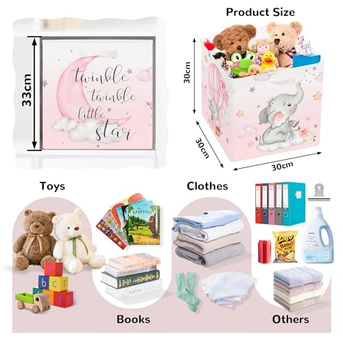 Clastyle 3 pcs Dreamy Animal Cube Storage Unit Boxes Foldable Kallax Box for Shelves Parents Storage Baskets for Book Clothes Toy Organizer Elephant 118x118x118 in - Image 3