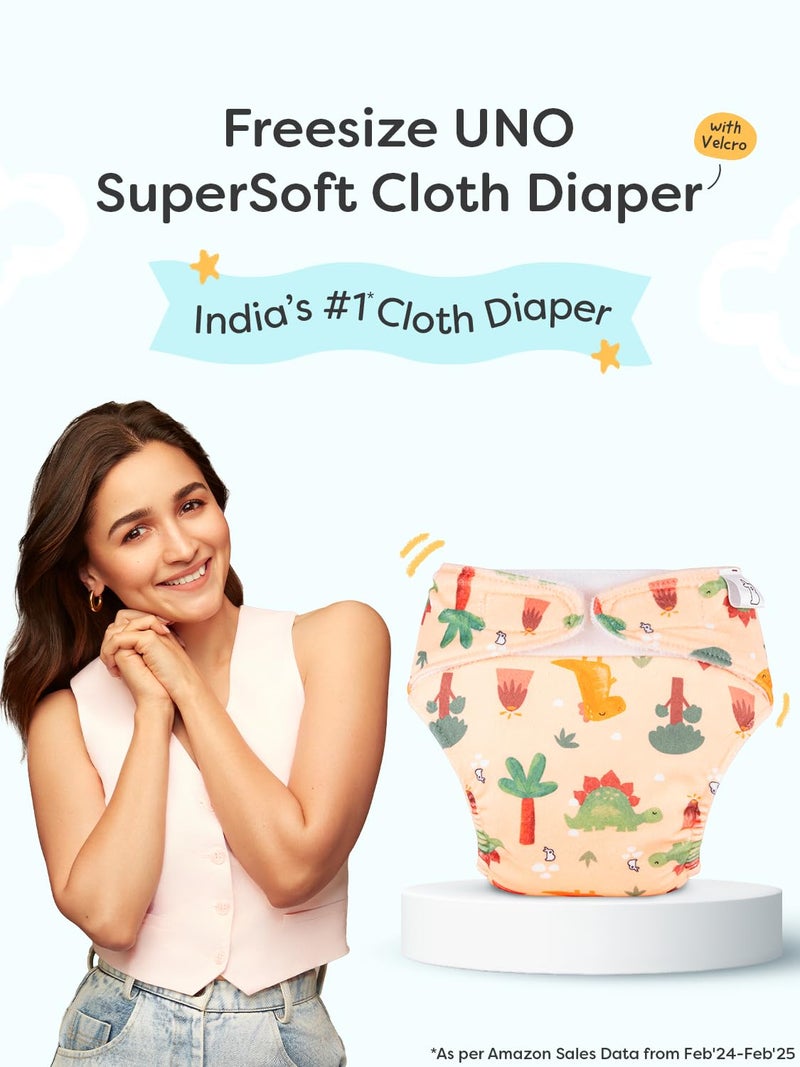 Superbottoms حفاضة قماش فري سايز أونو سوبر سوفت (مع فيلكرو) | حفاضة قماش قابلة لإعادة الاستخدام وقابلة للتعديل للأطفال | راحة جافة | تناسب من 3 أشهر إلى 3 سنوات | قابلة للغسل وخالية من الطفح الجلدي | وقت الزئير. - Image 2