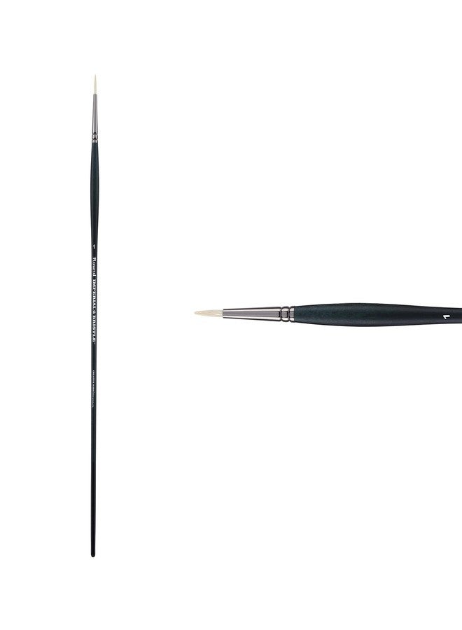Creative Mark Imperial Professional Chungking Hog Bristle Brush - Round # 1, Handmade Long Handle Oil Paint Brushes for Artists, Nickel-Plated Brass Ferrules, Stiff Yet Soft Natural Bristles - Image 2