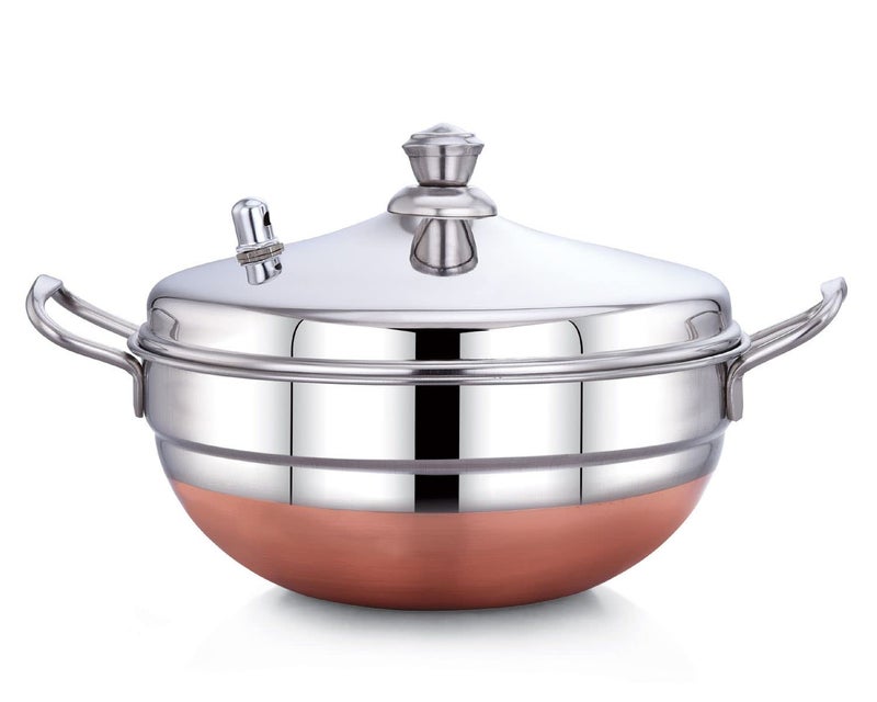 Diamond Stainless Steel Multi Kadai With 10 Idly - 1 Count, Silver. - Image 3