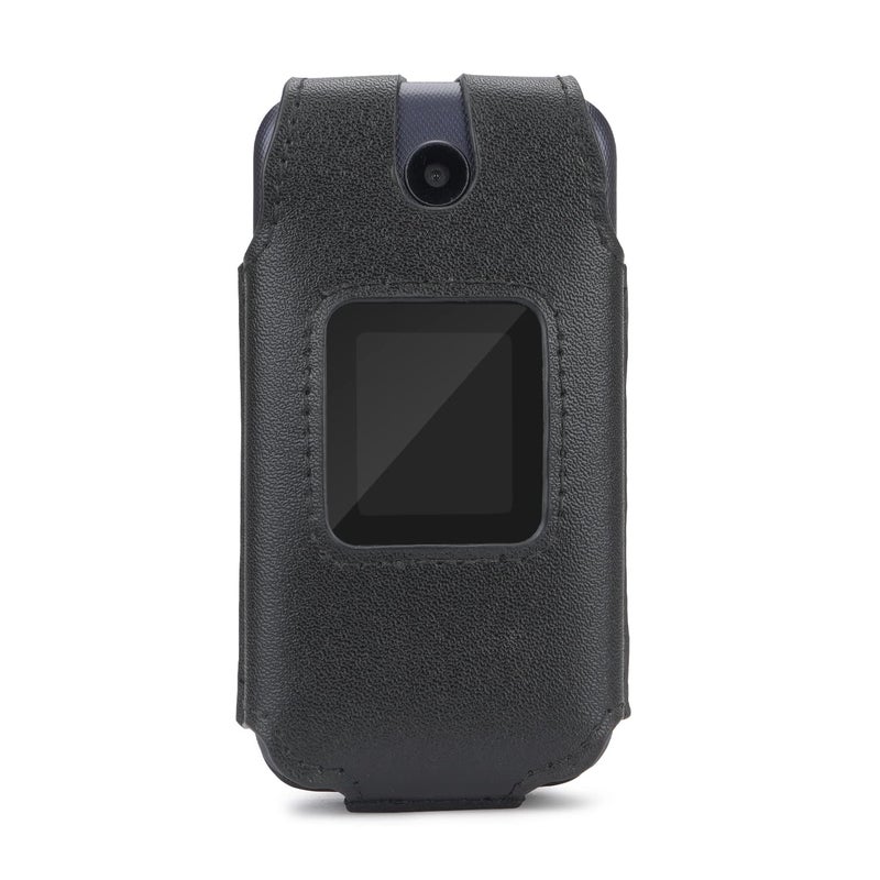 BELTRON Leather Fitted Case for Alcatel Go Flip 4 / TCL Flip Pro Phone - Secure Form Fit Cover with Built-in Screen Protection & Rotating Metal Belt Clip (Black) - Image 3