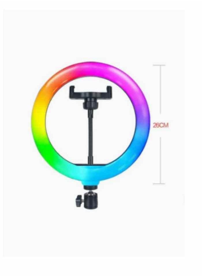 RGB Selfie Ring Light with Stand 10 Inch LED Circle Ringlight with Tripod & Phone Holder for Video Record & Photography Lighting iPhone Filming And Live Streaming for YouTube TIK Tok