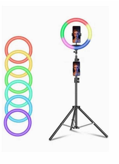 RGB Selfie Ring Light with Stand 10 Inch LED Circle Ringlight with Tripod & Phone Holder for Video Record & Photography Lighting iPhone Filming And Live Streaming for YouTube TIK Tok