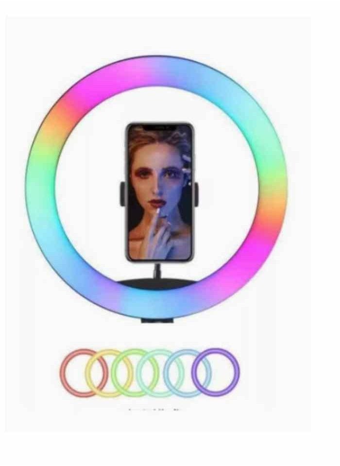 RGB Selfie Ring Light with Stand 10 Inch LED Circle Ringlight with Tripod & Phone Holder for Video Record & Photography Lighting iPhone Filming And Live Streaming for YouTube TIK Tok