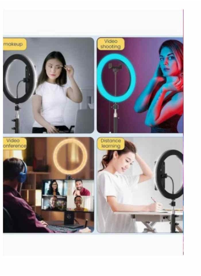 RGB Selfie Ring Light with Stand 10 Inch LED Circle Ringlight with Tripod & Phone Holder for Video Record & Photography Lighting iPhone Filming And Live Streaming for YouTube TIK Tok