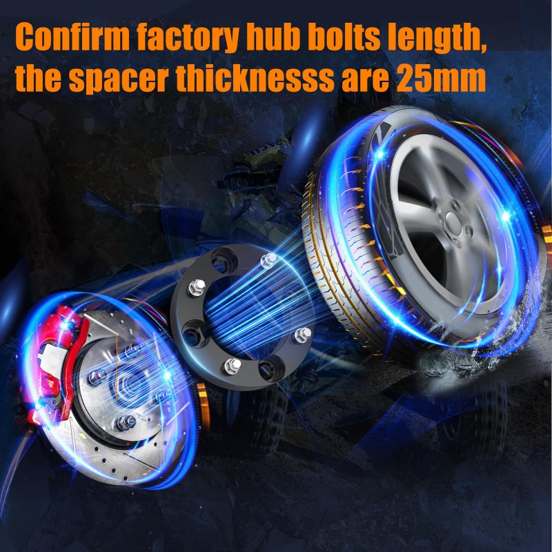 GAsupply 4Ã—156 ATV Wheel Spacers with 3/8"-24 Studs, Fit for Ranger Sportsman 400 500 700 800 RZR 800 RZR XP 900, 1 inch 25mm 4 Lug Black Wheel Spacer Adapters 131mm Hub Bore, 4 Pcs - Image 5