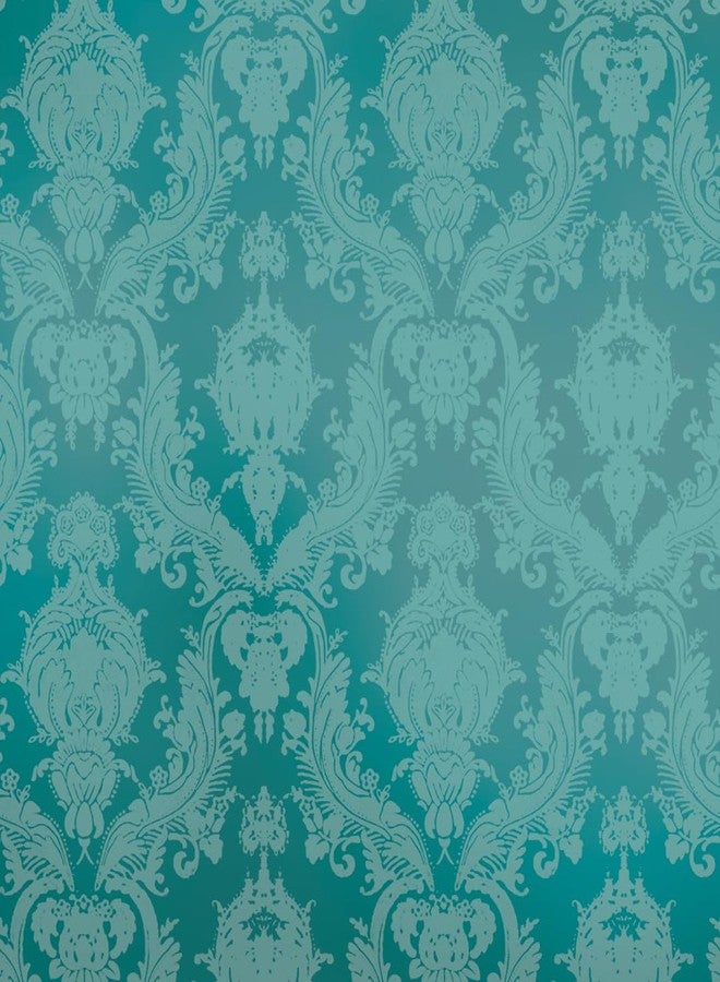 Tempaper Teal Damsel Removable Peel and Stick Damask Wallpaper, 20.5 in X 16.5 ft, Made in The USA - Image 1