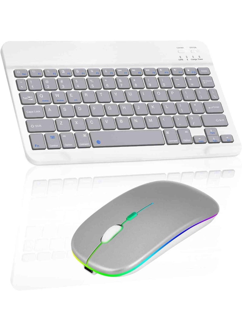 MUNTAQI Rechargeable Bluetooth Keyboard and Mouse Combo – Ultra-Slim Wireless Arabic/English Keyboard with Mouse for Android, Windows, Tablet, Laptop, Cell Phone – Compact, Portable Keyboard Mouse Set - Image 1