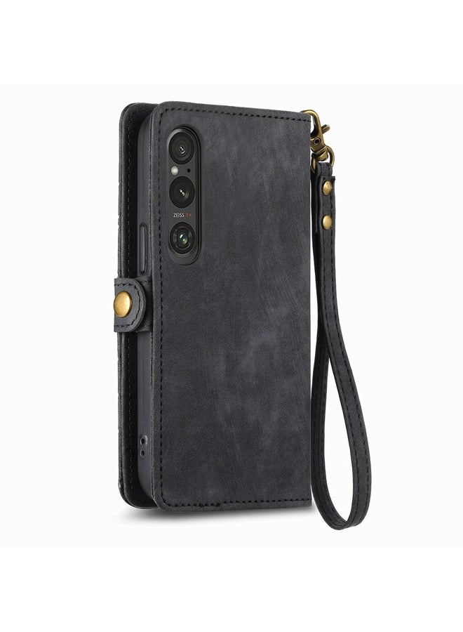 HuHa For Sony Xpreia Ace 3 Geometric Zipper Wallet Side Buckle Leather Phone Case(Black)  - Image 3
