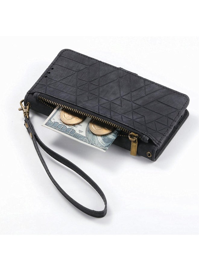 HuHa For Sony Xpreia Ace 3 Geometric Zipper Wallet Side Buckle Leather Phone Case(Black)  - Image 4