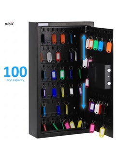 Rubik 100-Keys Metal Storage Safe Box Cabinet with Key and Digital Pin Code Lock, Wall Mounted For Hotels Realestate Warehouse Schools Universities Business (Black, 100 Keys Capacity)  - Image 3