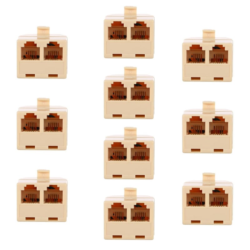 2 Way RJ11 Socket Splitter Adapter 10 Pack for Landline Phone Line Converter - Image 2